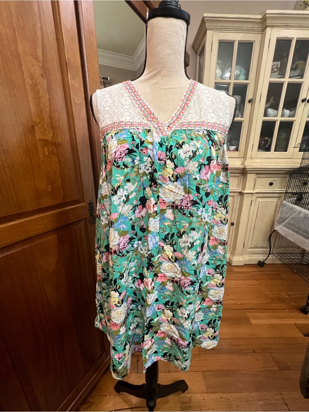 Umgee Lace embroidery floral boho mini dress